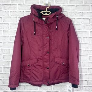 NWT🤩 |•SEBBY•| Super Warm Burgundy Wine Winter Coat Hooded Size XL